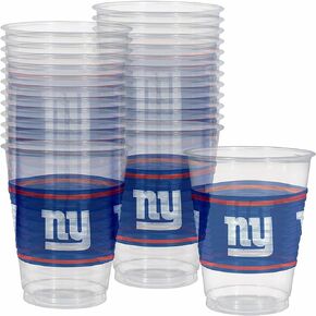 NFL New York Giants Disposable Plastic Cups - 16oz, 25 Pieces - Perfect for Game Day Parties & Tailgates
