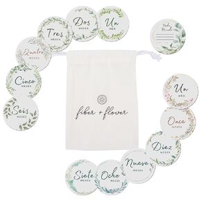 Baby Monthly Milestone 12 Sets - Monthly Baby Milestone Wooden Circle with Hello World Newborn Sign, 1-12 Baby Months Signs for Boy and Girl