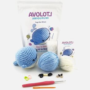 Amigurumi Crochet Kit for Beginners - Included Crochet Hook, Needle, Stitch Markers, Safety Eyes, Washers, Yarns, Printed Instructions, Step-by-Step Videos - Bubbles The Seal