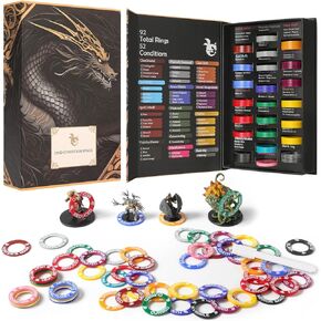 52 Unique DND Miniatures Condition Rings, 92 PCS Status Effects Markers - Including 5 Customizable Blank Rings, Ideal for Dungeons and Dragons & 5th Edition, Best DND Gifts for DM