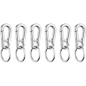 ccHuDE 6 Pcs Stainless Steel Keychains Key Rings Clips Car Key Holder Rings Lobster Clasps Key Chain with Snap Hooks Clip for Men Women