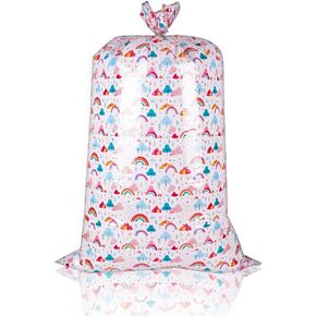 Lyforpyton Extra Large Plastic Gift bag 60" Rainbow Jumbo Gift Bag with Tag & Tie for Huge Big Presents Wrapping Kids Bicycle Bike Gift Bag, Birthday, New Parents Baby Shower