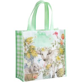 LeZakaa Easter Recycled Gift Bag with Handles, Purple Treat Bags with Rabbit Design, Multifunctional Non-Woven Gift Bags for Child, Kids - 10.5" x 5"x 10.5"