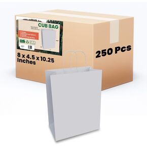 Lia Brown Kraft Paper Bags, 13x7x17 Inches, 250 Pcs with Reinforced Twisted Handles Premium Shopping & Gift Bags for Small Business & Grocery Stores