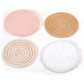 SAMCAMI Miniature Dollhouse Accessories Fluffy Rugs 4Pcs, Mini Dollhouse Accessories 1 12 Scale (Round)
