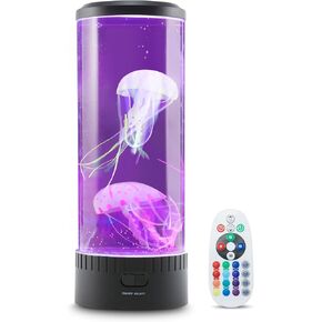 Wireless Express Lumina Large 14 Inch Jellyfish Mood Lamp with LED Lights - Realistic Jellyfish Motion, Multi-Color Changing LED Modes, Auto Shut Off, and Remote Control