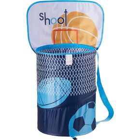 AO BLARE 14X19Inch Basketball Hoop Toy Bucket Laundry Basket Clothes Hamper Toys Basket Storage Bucket Folding Cylinder Laundry Basket Toy Box Organizer Storage Bag