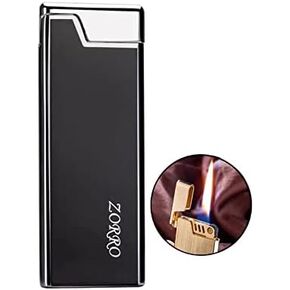 Slime Soft Flame Copper Brass Cigar Lighter, Refillable Butane Lighter, Wheel Flint Ignition Portable Slim Lighter with Adjustable Flame Dial, Great Gift for Men for Birthday, Christmas (No Gas)