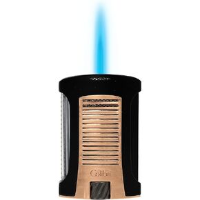 Colibri Daytona Windproof Butane Torch Lighter: Adjustable Flame, Refillable Single-Jet Cigar Lighter, Ergonomic Design with Fuel Window (Matte Black)