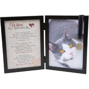 Where I'll Always Be Cat Memorial Photo Frame - Thoughtful Pet Memorial Gift (Frame with Pet Tag)