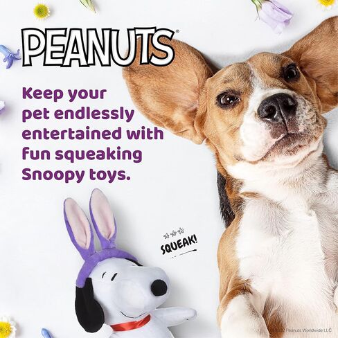 Peanuts for Pets Easter 9" Snoopy Bunny Ears Plush Squeaker Pet Toy | Dog Toys, Snoopy with Easter Bunny Ears| Easter Dog Gifts | Snoopy Toys for Dogs in Kuwait