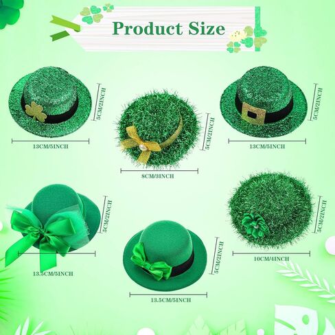 6 Pieces St. Patrick's Day Party Hat Hairpins Leprechaun Hats Mini Hat Hair Clips Irish Green Accessories for Women Girls, St. Patrick's Day Decorations in Saudi Arabia