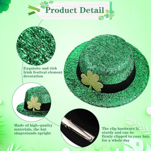 6 Pieces St. Patrick's Day Party Hat Hairpins Leprechaun Hats Mini Hat Hair Clips Irish Green Accessories for Women Girls, St. Patrick's Day Decorations in Saudi Arabia