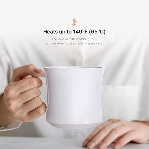 Smug, up to 149℉ Coffee Mug Warmer & Mug & pctg Lid Set, self Heated Cup with Wireless Charging Function, Office/Home for Desk. (Grande Black) in Saudi Arabia