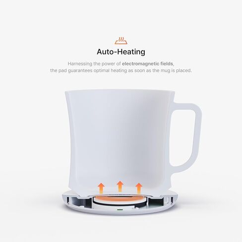 Smug, up to 149℉ Coffee Mug Warmer & Mug & pctg Lid Set, self Heated Cup with Wireless Charging Function, Office/Home for Desk. (Grande Black) in Saudi Arabia