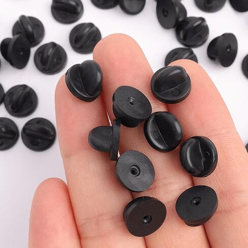 100 Pcs Butterfly Clutch and PVC Rubber Pin Backings, Replacement Fasteners for Lapel Pins and Uniform Badges - Black, Boxed in Saudi Arabia
