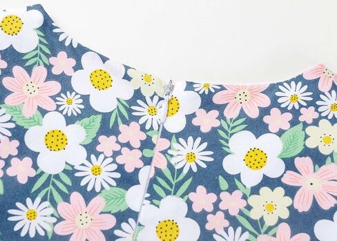 SMILING PINKER Baby Toddler Girls Summer Ditsy Floral Cotton Dresses Square Neck Puff Sleeve Bow Belted Dress in Kuwait