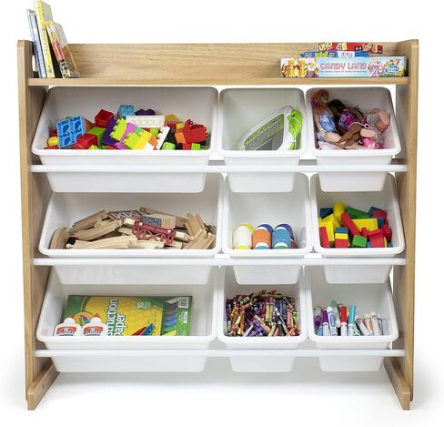 منظم ألعاب Humble Crew مع رف و9 صناديق تخزين، لون إسبريسو/أبيض in Kuwait