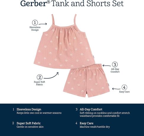 Gerber baby-girls Toddler Sleeveless Tank Top and Shorts Set2-Piece Tank and Short Set in Saudi Arabia