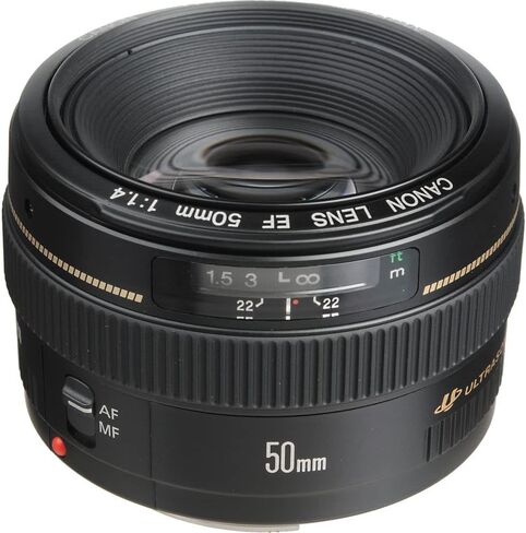 Canon EF 50mm f/1.4 USM Lens (2515A003) + Filter Kit + Backpack + 64GB Card + Lens Pouch + Card Reader + Flex Tripod + Memory Wallet + Cap Keeper + Cleaning Kit + Hand Strap + More (Renewed) in Saudi Arabia
