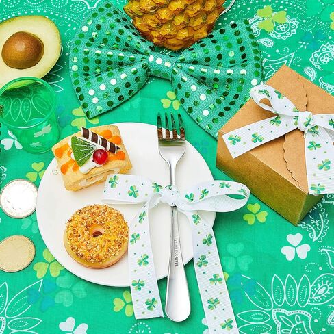 20 Yards Grosgrain Lucky Shamrock Craft Ribbon St. Patrick's Day Grosgrain Ribbon Green Shamrock Grosgrain Ribbon St. Patrick's Day Hanging Ornament for DIY Wrapping Craft Decoration Hair Bow Wreath in Saudi Arabia