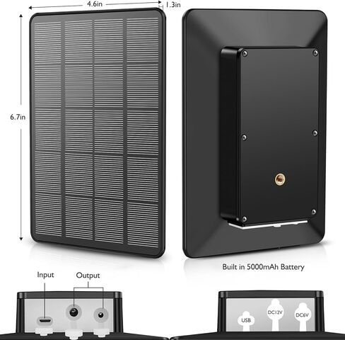 لوحة طاقة شمسية لكاميرا تريل تيار مستمر 12 فولت/1 أمبير 6 فولت/1.5 أمبير مع بطارية ليثيوم مدمجة 5000 مللي أمبير في الساعة قابلة لإعادة الشحن طقم شاحن البطارية الشمسية IP66 مقاوم للماء in Kuwait