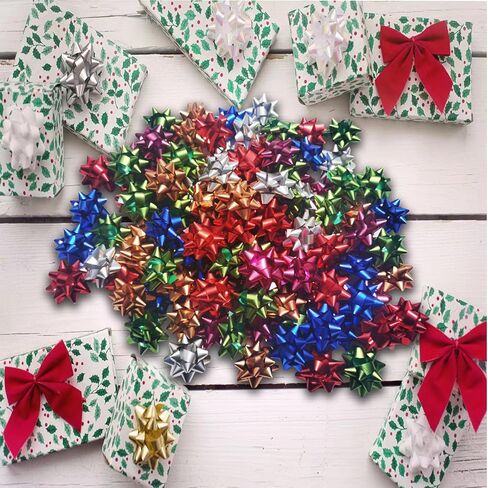 2 Inch Gift Bows, 100PCS Small Star Bows for Gift Wrapping and Presents, Multi Color Gift Wrap Bow for Party, Holidays, Easter, Birthdays, Baby Showers in Kuwait