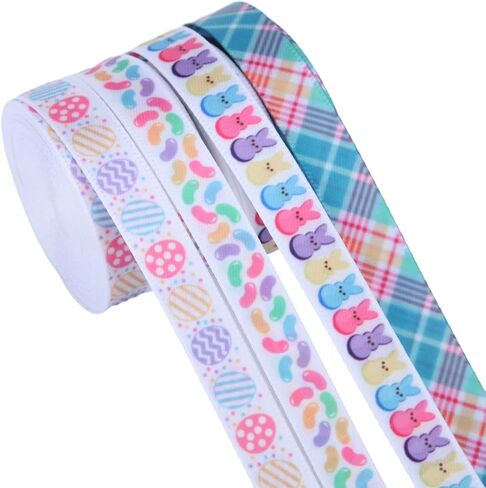 شريط عيد الفصح من ميسيي، شرائط بيض عيد الفصح، أرنب الجزر، تستخدم لأقواس الشعر، إكليل، تغليف الهدايا، تزيين السلة (مجموعة عيد الفصح 1) in Kuwait