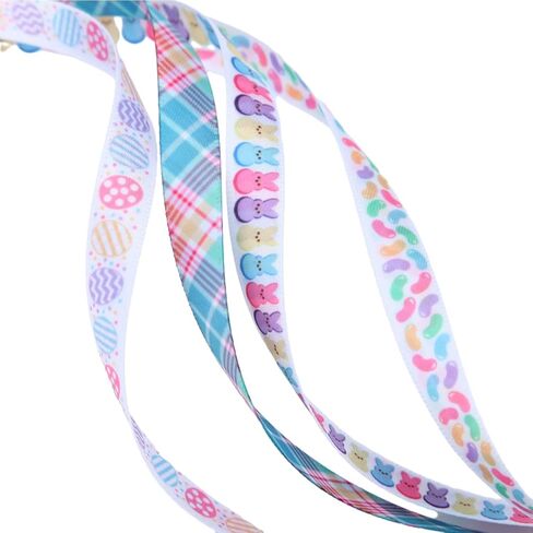 شريط عيد الفصح من ميسيي، شرائط بيض عيد الفصح، أرنب الجزر، تستخدم لأقواس الشعر، إكليل، تغليف الهدايا، تزيين السلة (مجموعة عيد الفصح 1) in Kuwait