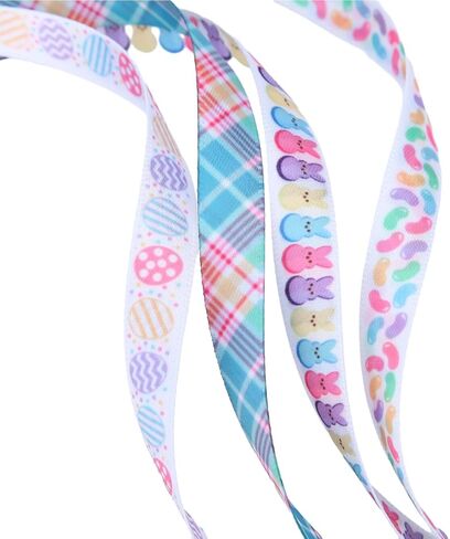 شريط عيد الفصح من ميسيي، شرائط بيض عيد الفصح، أرنب الجزر، تستخدم لأقواس الشعر، إكليل، تغليف الهدايا، تزيين السلة (مجموعة عيد الفصح 1) in Kuwait