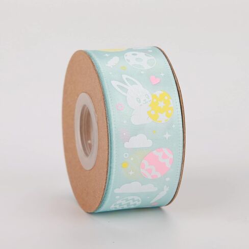 4 Rolls Easter Ribbon 20 Yards 5/8 Inch Pink/Purple/Orange/Black White Gingham with Printed Bunny Ribbons Use for Hair Bows,Wreath,Gift Wrapping, Basket Decoration(Bunny) in Saudi Arabia