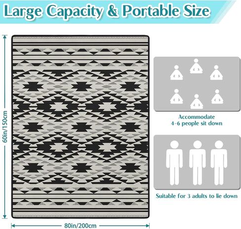Gothic Picnic Blankets Waterproof Foldable,60″X80″Thick Picnic Mat Blue Outdoor Blanket for Grass, Sun and Moon Beach Blanket Sandproof Picnic Accessories for Camping Party Travel Park Lawn in Saudi Arabia