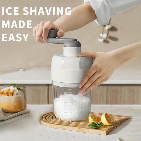 Yanpoake ماكينة حلاقة الثلج اليدوية ماكينة صنع الثلج المخروطية المحمولة كسارة صانع الثلج المكسر مع 2 صينية مكعبات ثلج مجانية ومجرفة ثلج للاستخدام المنزلي في الهواء الطلق in Kuwait