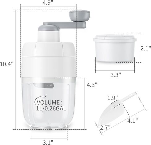 Yanpoake ماكينة حلاقة الثلج اليدوية ماكينة صنع الثلج المخروطية المحمولة كسارة صانع الثلج المكسر مع 2 صينية مكعبات ثلج مجانية ومجرفة ثلج للاستخدام المنزلي في الهواء الطلق in Kuwait