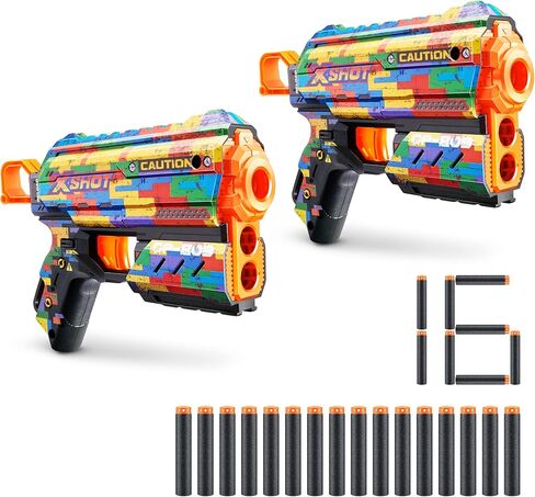 مسدس X-Shot Skins Flux Blaster مع 16 سهمًا - Beast Out Skin (عبوتان) من ZURU، سهولة إعادة التحميل، تقنية Air Pocket Dart، لعبة مسدس إسفنجي للأطفال والمراهقين والبالغين in Kuwait