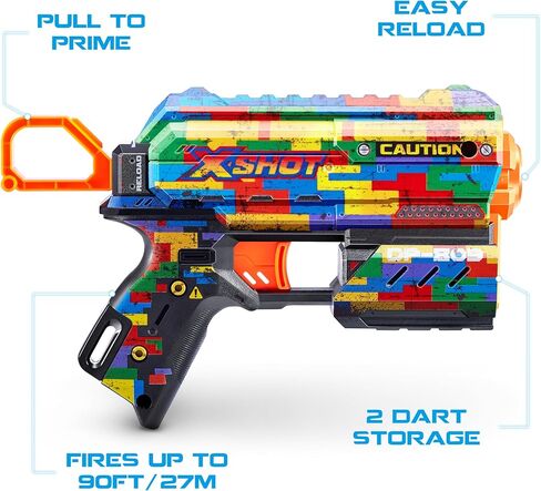 مسدس X-Shot Skins Flux Blaster مع 16 سهمًا - Beast Out Skin (عبوتان) من ZURU، سهولة إعادة التحميل، تقنية Air Pocket Dart، لعبة مسدس إسفنجي للأطفال والمراهقين والبالغين in Kuwait