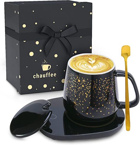 Chauffee CHAUFFEE Coffee Mug Warmer with Mug Set, Auto Shut Off Gravity-Induction, Smart USB Coffee Cup Warmer for Desk. Father's Day, Birthday Gifts for Men and Women (Mug Included), Black (CH001) in Saudi Arabia