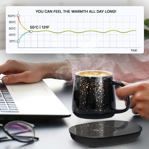 Chauffee CHAUFFEE Coffee Mug Warmer with Mug Set, Auto Shut Off Gravity-Induction, Smart USB Coffee Cup Warmer for Desk. Father's Day, Birthday Gifts for Men and Women (Mug Included), Black (CH001) in Saudi Arabia