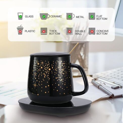 Chauffee CHAUFFEE Coffee Mug Warmer with Mug Set, Auto Shut Off Gravity-Induction, Smart USB Coffee Cup Warmer for Desk. Father's Day, Birthday Gifts for Men and Women (Mug Included), Black (CH001) in Saudi Arabia