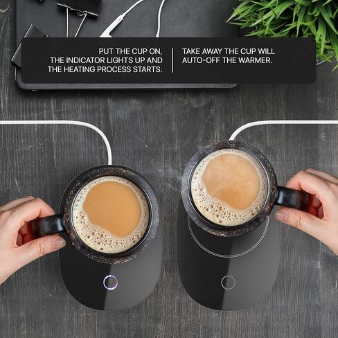 Chauffee CHAUFFEE Coffee Mug Warmer with Mug Set, Auto Shut Off Gravity-Induction, Smart USB Coffee Cup Warmer for Desk. Father's Day, Birthday Gifts for Men and Women (Mug Included), Black (CH001) in Saudi Arabia