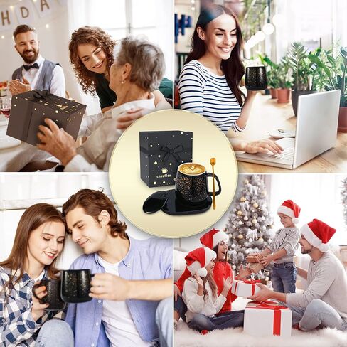 Chauffee CHAUFFEE Coffee Mug Warmer with Mug Set, Auto Shut Off Gravity-Induction, Smart USB Coffee Cup Warmer for Desk. Father's Day, Birthday Gifts for Men and Women (Mug Included), Black (CH001) in Saudi Arabia