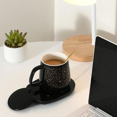 Chauffee CHAUFFEE Coffee Mug Warmer with Mug Set, Auto Shut Off Gravity-Induction, Smart USB Coffee Cup Warmer for Desk. Father's Day, Birthday Gifts for Men and Women (Mug Included), Black (CH001) in Saudi Arabia