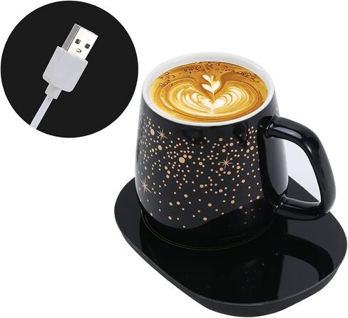 Chauffee CHAUFFEE Coffee Mug Warmer with Mug Set, Auto Shut Off Gravity-Induction, Smart USB Coffee Cup Warmer for Desk. Father's Day, Birthday Gifts for Men and Women (Mug Included), Black (CH001) in Saudi Arabia