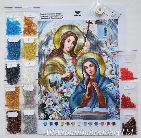 مجموعة تطريز بالخرز من AllAboutEmbroideryUA، مجموعة نسيج يدوية بإبرة الإعلان، أيقونة دينية in Kuwait