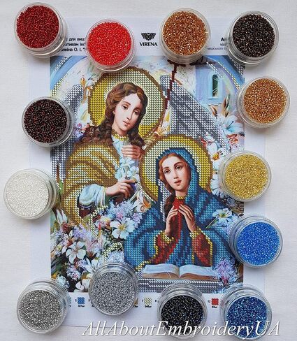 مجموعة تطريز بالخرز من AllAboutEmbroideryUA، مجموعة نسيج يدوية بإبرة الإعلان، أيقونة دينية in Kuwait