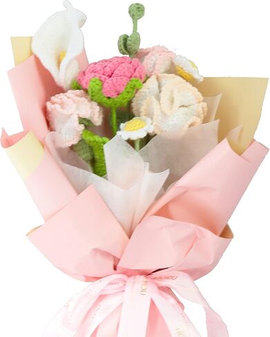 Elecpioneev 8 قطع باقة زهور القرنفل المحبوكة، زهور محبوكة للديكور، طقم كروشيه لعيد الأم، هدية عيد ميلاد وعيد الحب in Kuwait