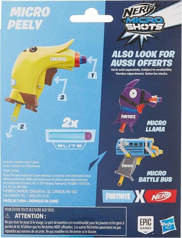 NERF MicroShots Fortnite Micro Peely - Mini Dart-Firing Blaster and 2 Official Elite Darts - for Youth, Teens, Adults in Saudi Arabia