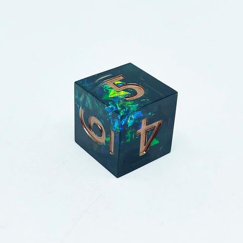 6 قطع نرد متعدد السطوح D6 نرد 16 ملم من الراتنج لعبة النرد لألعاب طاولة النرد RPG MTG DND (أسود وأخضر) in Kuwait