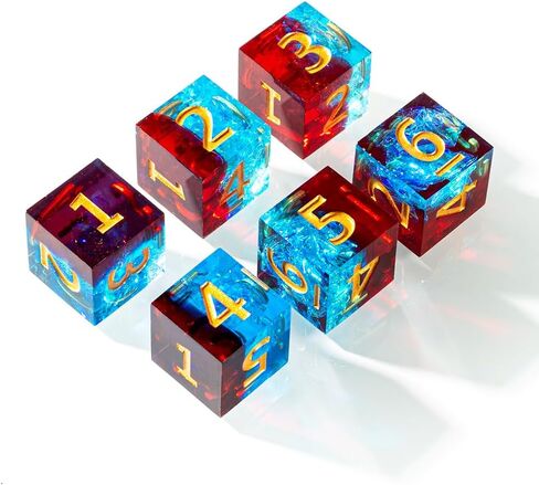 6 قطع نرد متعدد السطوح D6 نرد 16 ملم من الراتنج لعبة النرد لألعاب طاولة النرد RPG MTG DND (أسود وأخضر) in Kuwait