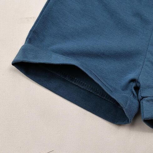 بيبي بوي ملابس طفل ملابس الصيف قصيرة الأكمام مقنعين المرقعة تي شيرت كامل وجيب طقم بناطيل رجالي 12 شهرًا-4T in Kuwait